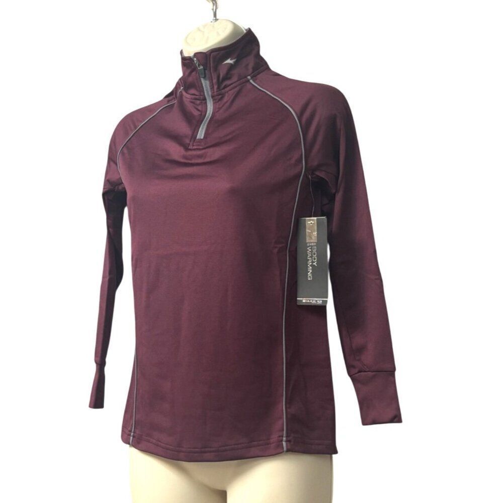 Mizuno Girls Comp 1/2 Zip Hit Top, Maroon, M (10/12)